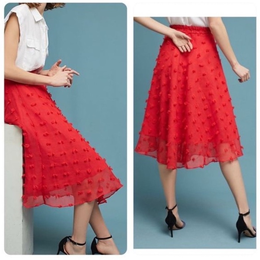 Anthropologie Elegant Red Textured Women's Skirt